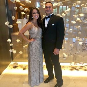 Adrianna Papell Art Deco Beaded Blouson Dress